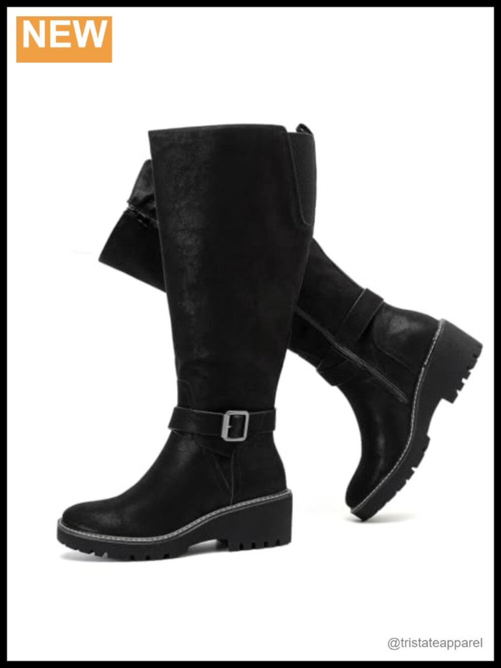 Extra Wide Calf Knee High Boots Faux Leather Memory Foam Zip